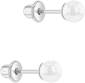 img 3 attached to ✨ 925 Sterling Silver Simulated Pearl Safety Screw Back Earrings - Ideal for Babies to Teens 3mm-5mm - Perfect Gift for Birthdays, Baptisms, and Special Occasions