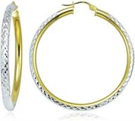 hoops & loops - sterling silver two tone diamond cut click top hoop earrings: sizes 20mm - 50mm, silver & yellow gold flash plated logo