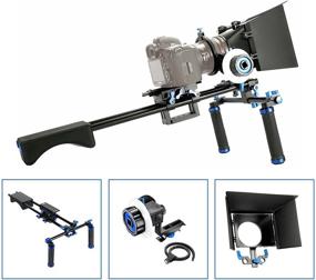 img 2 attached to 🎥 SunSmart Pro DSLR Rig Shoulder Mount Kit with Shoulder Support, Follow Focus, and Matte Box for Enhanced Video Shooting with DSLR Cameras and DV Camcorders