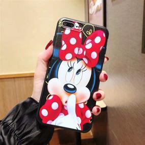 img 3 attached to HikerClub Galaxy Note8 Case - Minnie Mickey Mouse Cartoon Case Soft Silicone TPU Shockproof Case With Phone Holder Stand And Detachable Long Lanyard For Girls Boys (Red