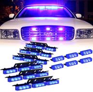 blue 54x led deck visor flashing warning light for volunteer firefighter vehicles - interior emergency strobe lights for dash grille logo