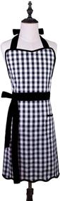 img 4 attached to 🎁 Винтажный кухонный фартук в клетку с двумя карманами, для женщин размера от малого до плюс-сайз - 100% хлопок, черный - идеальный подарок для жены или женщин - Любовь картофелю