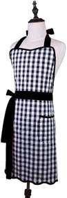 img 3 attached to 🎁 Винтажный кухонный фартук в клетку с двумя карманами, для женщин размера от малого до плюс-сайз - 100% хлопок, черный - идеальный подарок для жены или женщин - Любовь картофелю