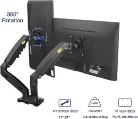 img 2 attached to NB North Bayou F160 - Dual Monitor Desk Mount Stand with Full Motion Swivel for 17-27 Inch Screens, 4.4~19.8lbs Load Capacity per Display