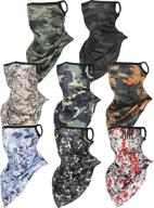 🧣 pack of 8 cooling neck gaiters scarf shields with ear loops - unisex face cover bandanas balaclavas, 8 styles logo