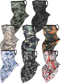 img 4 attached to 🧣 Pack of 8 Cooling Neck Gaiters Scarf Shields with Ear Loops - Unisex Face Cover Bandanas Balaclavas, 8 Styles