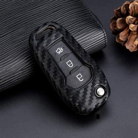 img 2 attached to 🔑 ROYALFOX(TM) Silicone Carbon Fiber Remote Key Fob Case Cover for Ford F150 F250 Fiesta Mustang Edge and More