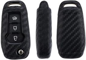 img 1 attached to 🔑 ROYALFOX(TM) Silicone Carbon Fiber Remote Key Fob Case Cover for Ford F150 F250 Fiesta Mustang Edge and More