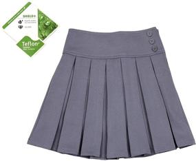 img 3 attached to Bienzoe Stretchy Pleated Dance Skirt for Girls with Adjustable Waist - Perfect School Uniform