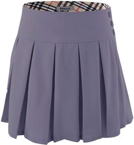 img 4 attached to Bienzoe Stretchy Pleated Dance Skirt for Girls with Adjustable Waist - Perfect School Uniform