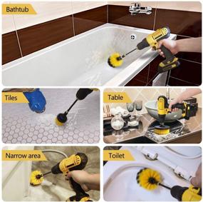 img 1 attached to 🧽 Efficient Cleaning Made Easy with the Drill Brush Attachment Set - Power Scrubber Brush Cleaning Kit - Perfect for Bathroom Surfaces, Grout, Floors, Tubs, Showers, Tiles, Kitchen, and Car