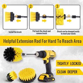 img 2 attached to 🧽 Efficient Cleaning Made Easy with the Drill Brush Attachment Set - Power Scrubber Brush Cleaning Kit - Perfect for Bathroom Surfaces, Grout, Floors, Tubs, Showers, Tiles, Kitchen, and Car