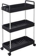 🛒 solejazz rolling storage cart: 3 tier mobile organizer for kitchen, bathroom, laundry room - black logo