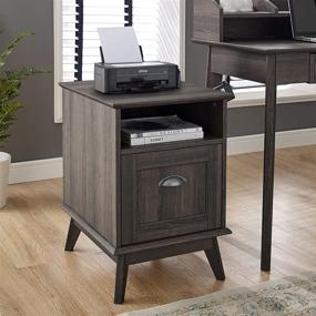 img 4 attached to Stylish Newport Series Tall Wooden Home Office File Cabinet: Fully Extended Drawer, Smoke Oak Wood Look Accent Living Room Furniture with Easy Assembly