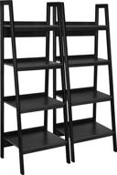 ameriwood home lawrence 📚 4-shelf black ladder bookcase bundle logo