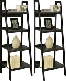 img 3 attached to Ameriwood Home Lawrence 📚 4-Shelf Black Ladder Bookcase Bundle