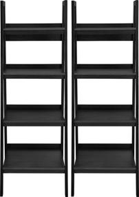 img 2 attached to Ameriwood Home Lawrence 📚 4-Shelf Black Ladder Bookcase Bundle