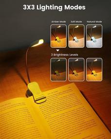 img 2 attached to 📚 Glocusent Lightweight Rechargeable 10 LED Amber Book Light for Bedtime Reading, Clip-on Eye-Care Reading Light with up to 80 Hours Battery Life, 3 Levels of Brightness in 3 Color Modes