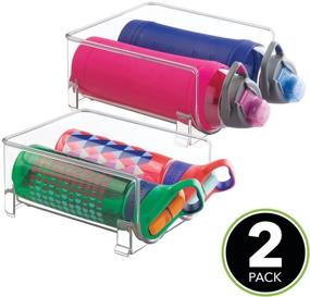 img 3 attached to 🔳 mDesign Clear Stackable Water Bottle Holder Stand Bin - Kitchen Countertop Organizer for Pantry, Fridge, and Freezer - Each Rack Holds 2 Containers, 2 Pack - Modern Plastic Storage