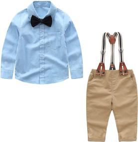 img 4 attached to Summer Clothes Formal Infant Bowtie Boys' Clothing for Clothing Sets