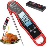 🌡️ waterproof digital instant read meat thermometer with backlight and calibration – ultra fast cooking thermometer probe for grilling, oven, smoker, bbq – red logo