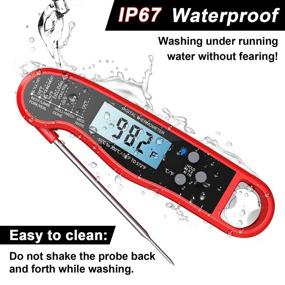 img 2 attached to 🌡️ Waterproof Digital Instant Read Meat Thermometer with Backlight and Calibration – Ultra Fast Cooking Thermometer Probe for Grilling, Oven, Smoker, BBQ – Red