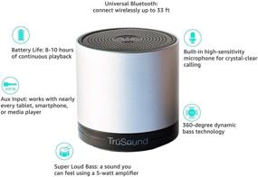 img 4 attached to 🔊 Беспроводной портативный динамик/громкоговоритель TruSound T2 с Bluetooth - звук 360 градусов, дымчато-серебристый