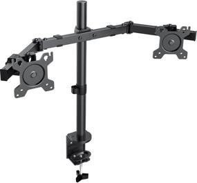 img 4 attached to ErGear Dual Monitor Desk Mount Stand 17-32 inches, Adjustable Sliding Monitor Arms up to 26.4lbs, Dual Monitor Stand with C-Clamp and Grommet Base, 75/100mm VESA, Black - EGCM5