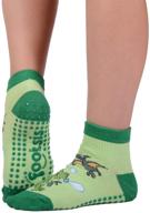 🦖 footsis yoga grip socks: non slip, ideal for pilates, barre, home, hospital, mommy and me classes - dinosaur print logo