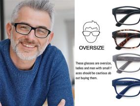 img 3 attached to 👓 HEEYYOK Large Square Readers: Comfortable Men's Reading Glasses with Spring Hinge – Multiple Pack for Added Convenience