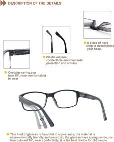 img 2 attached to 👓 HEEYYOK Large Square Readers: Comfortable Men's Reading Glasses with Spring Hinge – Multiple Pack for Added Convenience