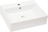 🚰 sarlai wall mounted modern rectangular vessel sink - white porcelain ceramic vanity basin with faucet hole, overflow, and enhanced seo logo