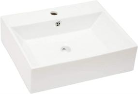 img 4 attached to 🚰 Sarlai Wall Mounted Modern Rectangular Vessel Sink - White Porcelain Ceramic Vanity Basin with Faucet Hole, Overflow, and Enhanced SEO