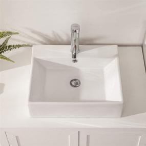 img 2 attached to 🚰 Sarlai Wall Mounted Modern Rectangular Vessel Sink - White Porcelain Ceramic Vanity Basin with Faucet Hole, Overflow, and Enhanced SEO