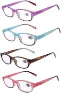 👓 amillet print fashion ladies reading glasses for women: 4 pairs of comfort spring hinge readers logo