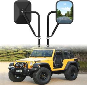 img 4 attached to 🔍 Enhanced Door Off Mirror for Jeep Wrangler TJ JK CJ YJ JL &amp; Unlimited | Wider Field of Vision, Effortless Installation | Door Hinge Side Mirrors for Jeep