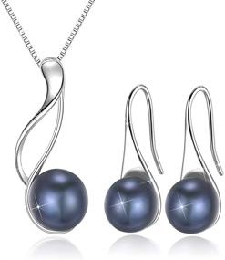 img 4 attached to 📿 Stylish Sterling Silver Freshwater Cultured Pearl Jewelry Necklace and Earrings Set for Women - White or Black Pearl