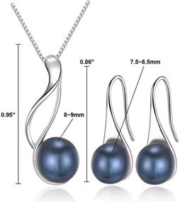 img 1 attached to 📿 Stylish Sterling Silver Freshwater Cultured Pearl Jewelry Necklace and Earrings Set for Women - White or Black Pearl