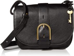 img 4 attached to 👜 Fashionable and Functional: Fossil Women's Wiley Leather Saddle Bag Crossbody Purse Handbag