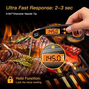 img 2 attached to Ultra Fast Digital Meat Thermometer with Backlight, Magnet, Calibration, and Foldable Probe - Waterproof Instant Read Kitchen Thermometer for Deep Fry, BBQ, Grill, Candy, Turkey