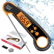 ultra fast digital meat thermometer with backlight, magnet, calibration, and foldable probe - waterproof instant read kitchen thermometer for deep fry, bbq, grill, candy, turkey logo