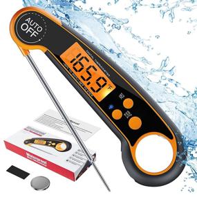 img 4 attached to Ultra Fast Digital Meat Thermometer with Backlight, Magnet, Calibration, and Foldable Probe - Waterproof Instant Read Kitchen Thermometer for Deep Fry, BBQ, Grill, Candy, Turkey