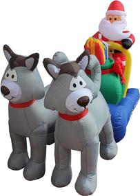 img 1 attached to BZB Goods 7ft Christmas Inflatable Santa Claus on Sleigh with Husky Dogs & Gift Bag: Outdoor Holiday Decor featuring LED Lights & Blow-Up Lawn Inflatables for Home & Yard Decoration