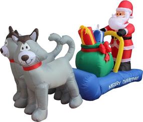 img 2 attached to BZB Goods 7ft Christmas Inflatable Santa Claus on Sleigh with Husky Dogs & Gift Bag: Outdoor Holiday Decor featuring LED Lights & Blow-Up Lawn Inflatables for Home & Yard Decoration