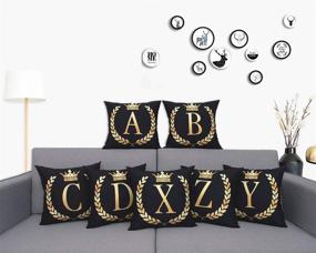 img 3 attached to 🔤 Bronzing English Alphabet S Throw Pillow Cover: Modern Cushion Square Case for Sofa Bed Chair Car - 18 x 18 Inch