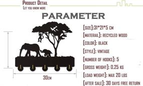 img 3 attached to Самоклеящаяся ключница с крючком для одежды в слоновом дизайне для спальни, кухни, офиса - пять металлических крючков для ключей, пальто и зонтиков (Слон)