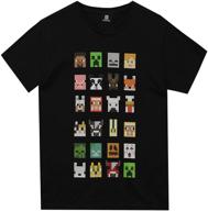 black short sleeve minecraft t-shirt with sprites characters - ideal gamer gift for boys logo