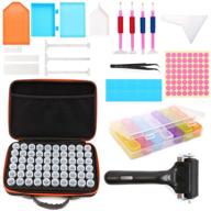 lamptop diamond painting tool set with 60 bottle organizer case, handheld bag, colorful embroidery box, roller, and accessories for enhanced diamond painting experience logo