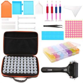 img 1 attached to LAMPTOP Diamond Painting Tool Set with 60 Bottle Organizer Case, Handheld Bag, Colorful Embroidery Box, Roller, and Accessories for Enhanced Diamond Painting Experience