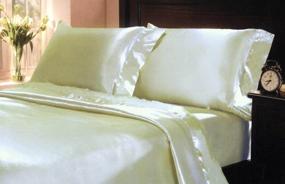 img 1 attached to New Mk Collection Soft Silky Satin Solid Ivory Deep Pocket 4pc Queen Sheet Set - Enhanced SEO